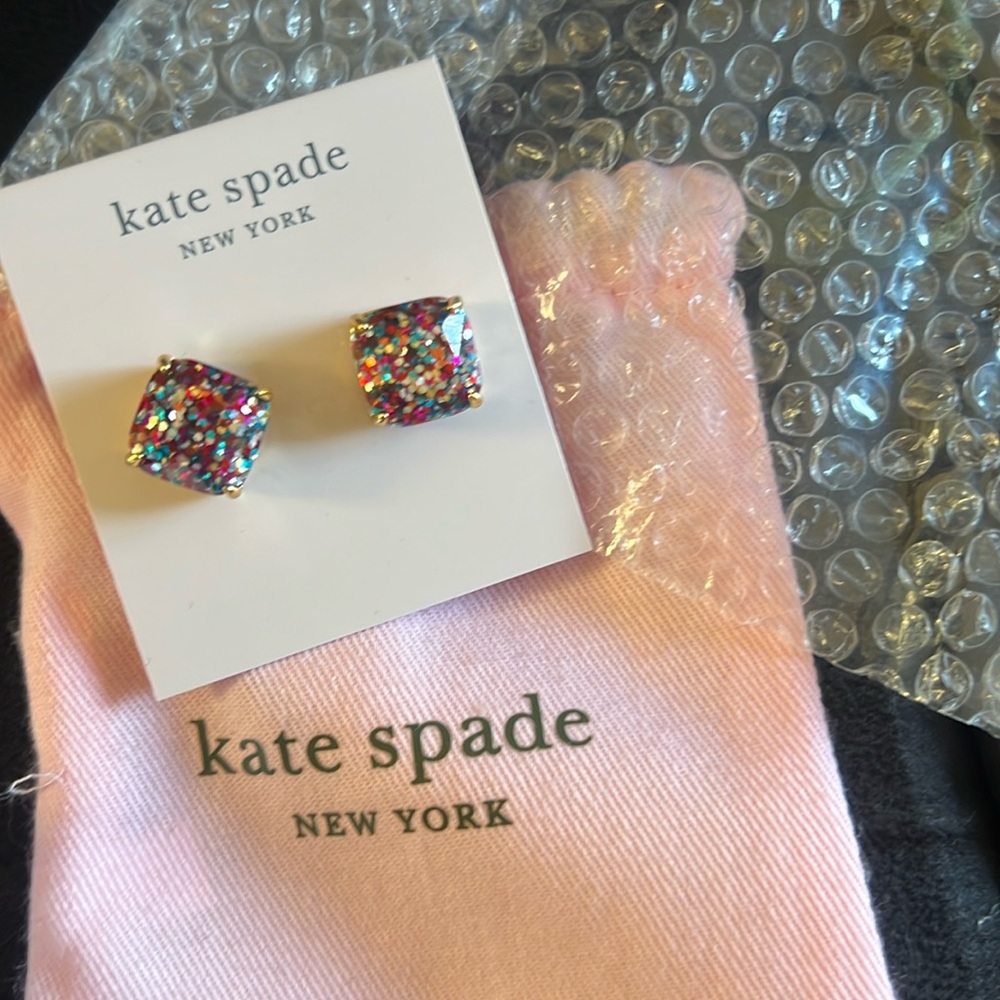 NWT Kate Spade multi-color glitter earrings